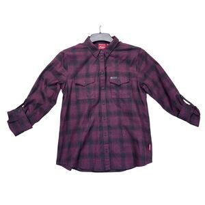 Indian Motorcycle Burgundy Plaid Flannel Button Up Shirt Women's M NWT